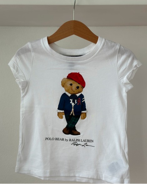 Triko dětské Ralph Lauren bílé s medvídkem